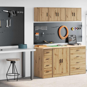 vidaXL Garagekasten 2 st bewerkt hout ambachtelijk eikenhout