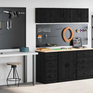 vidaXL Garagekasten 2 st spaanplaat zwart