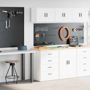 vidaXL Garagekasten 2 st spaanplaat wit