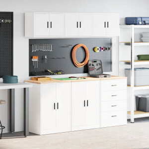 vidaXL Garagekasten 6 st spaanplaat wit