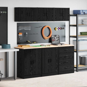 vidaXL Garagekasten 6 st spaanplaat zwart