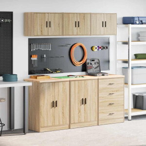 vidaXL Garagekasten 6 st Spaanplaat Sonoma eikenkleurig