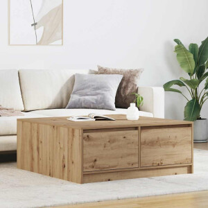 vidaXL Salontafel met lades 100x100x40 cm ambachtelijk eikenkleurig