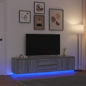 vidaXL Tv-meubel met LED-verlichting 193,5x41x50 cm grijs sonoma eiken