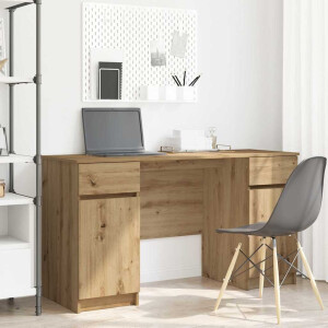 vidaXL Bureau artisanaal eikenkleurig 140 x 49 x 76 cm Bewerkt hout