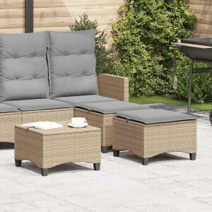 vidaXL Tuinkrukken met kussens 2 st 55x55x36 cm poly rattan beige