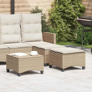vidaXL Tuinkrukken met kussens 2 st 55x55x36 cm poly rattan beige