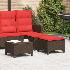 vidaXL Tuinkrukken met kussens 2 st 55x55x36 cm poly rattan bruin