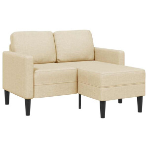 vidaXL 2-zitsbank met ligstoel L-vormig crèmekleurig stof 125 cm