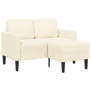 vidaXL 2-zitsbank met ligstoel L-vormig crèmekleurig 125 cm linnen