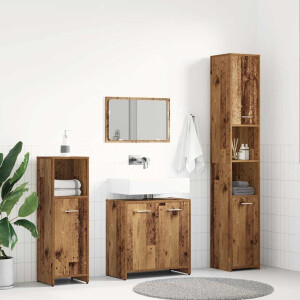 vidaXL 4-delige Badkamermeubelset bewerkt hout oud houtkleurig