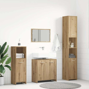 vidaXL 4-delige Badkamermeubelset bewerkt hout artisanaal eikenkleur
