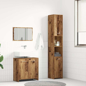 vidaXL 3-delige Badkamermeubelset bewerkt hout oud houtkleurig