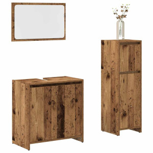 vidaXL 3-delige Badkamermeubelset bewerkt hout oud houtkleurig