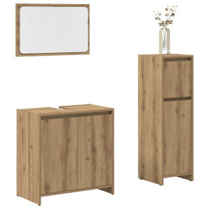 vidaXL 3-delige Badkamermeubelset bewerkt hout artisanaal eikenkleur