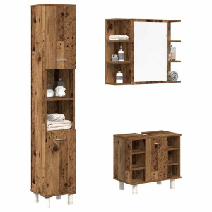 vidaXL 3-delige Badkamermeubelset bewerkt hout oud houtkleurig