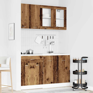 vidaXL 4-delige Keukenkastenset Lyon bewerkt hout oud houtkleurig