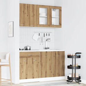 vidaXL 4-delige Keukenkastenset Lyon bewerkt hout artisanaal eikenkleurig
