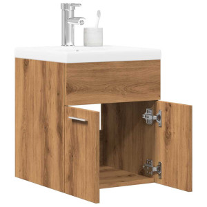 vidaXL 2-delige Badkamermeubelset bewerkt hout artisanaal eikenkleur