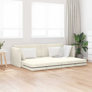 vidaXL Vloerslaapbank Crème 213 x 76 x 77 cm Fluweel