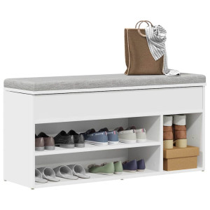 vidaXL Schoenenbank 102x30,5x45 cm bewerkt hout wit