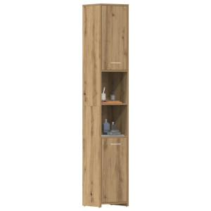 vidaXL Badkamerkast 30x30x183,5 cm bewerkt hout artisanaal eikenkleur