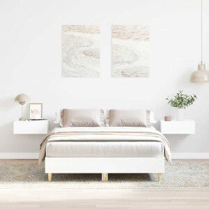 vidaXL Bedframe zonder matras 140x190 cm spaanplaat wit