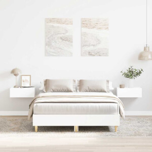 vidaXL Bedframe zonder matras 135x190 cm spaanplaat wit
