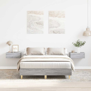 vidaXL Bedframe zonder matras 135x190 cm spaanplaat grijs sonoma