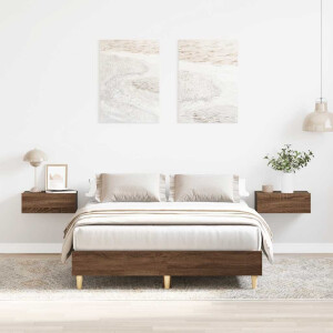 vidaXL Bedframe zonder matras 135x190 cm spaanplaat bruin eiken