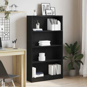 vidaXL Boekenkast 4-laags 80x24x143 cm spaanplaat zwart eikenkleurig