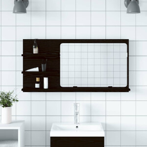 vidaXL Badkamerspiegelkast 90x11x45 cm bewerkt hout zwart eikenkleurig