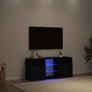 vidaXL Tv-meubel met LED 120x30x50 cm bewerkt hout zwart eiken