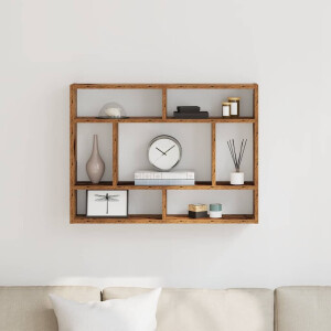 vidaXL Wandschap 75x16x55 cm bewerkt hout oud houtkleurig