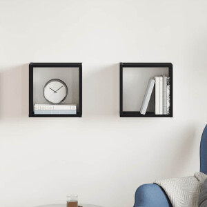 vidaXL Wandschappen kubus 2 st 30x15x30 cm bewerkt hout zwart eiken