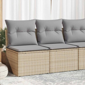 vidaXL 2-delige Loungeset met kussens poly rattan acacia beige