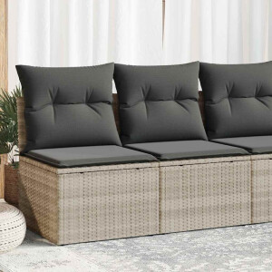 vidaXL 2-delige Loungeset met kussens poly rattan acacia lichtgrijs