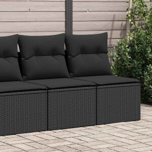 vidaXL 2-delige Loungeset met kussens poly rattan acacia zwart