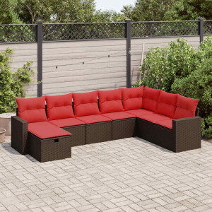 vidaXL 8-delige Loungeset met kussens poly rattan bruin