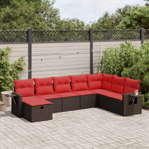 vidaXL 8-delige Loungeset met kussens poly rattan bruin