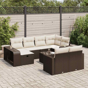 vidaXL 11-delige Loungeset met kussens poly rattan bruin