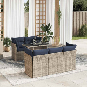 vidaXL 6-delige Loungeset met kussens poly rattan acacia grijs