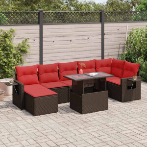 vidaXL 8-delige Loungeset met kussens poly rattan acacia bruin