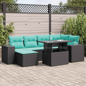 vidaXL 9-delige Loungeset met kussens poly rattan acacia zwart