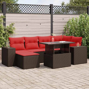 vidaXL 9-delige Loungeset met kussens poly rattan acacia bruin