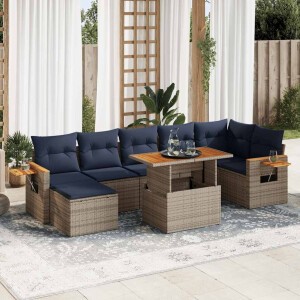 vidaXL 8-delige Loungeset met kussens poly rattan acacia bruin
