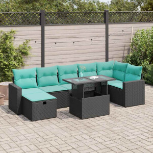 vidaXL 8-delige Loungeset met kussens poly rattan acacia grijs