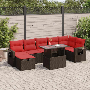 vidaXL 8-delige Loungeset met kussens poly rattan acacia bruin