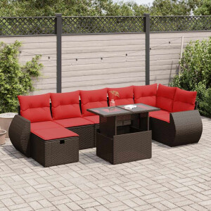 vidaXL 8-delige Loungeset met kussens poly rattan acacia bruin