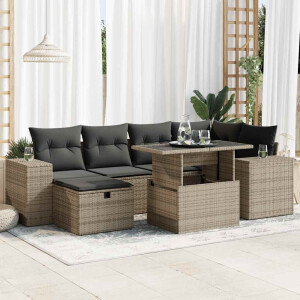 vidaXL 8-delige Loungeset met kussens poly rattan grijs